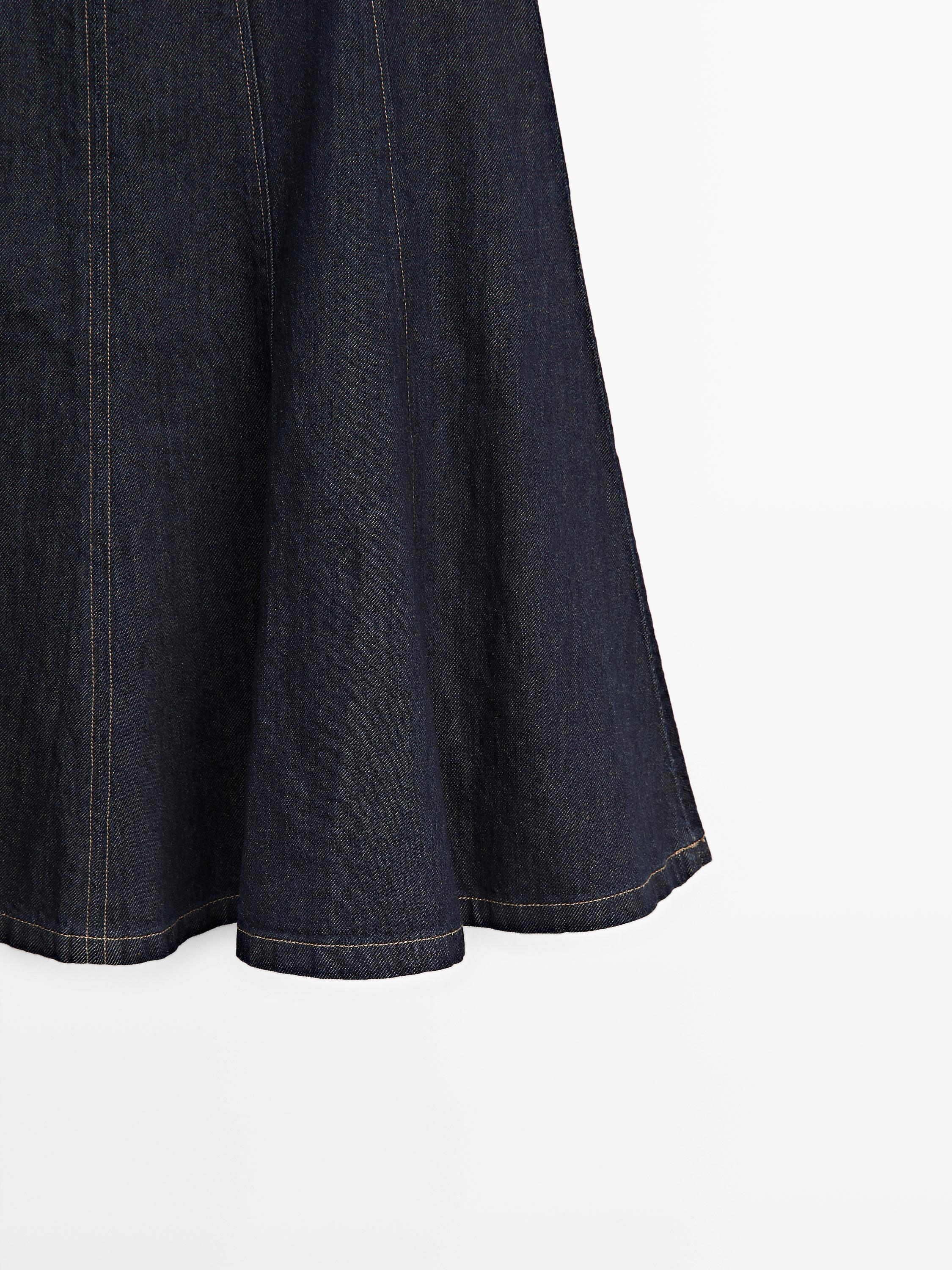 Jupe midi denim à godets